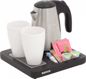 Aintree Welcome Tray (Black) & Kensington 0.6L Kettle