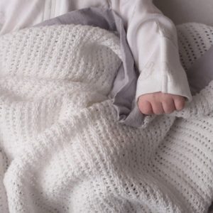 Cellular Polyester FR Cot Blanket - Cream