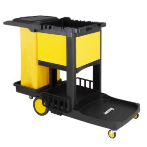 Jantex Cleaning Trolley Black with lockable cabinet